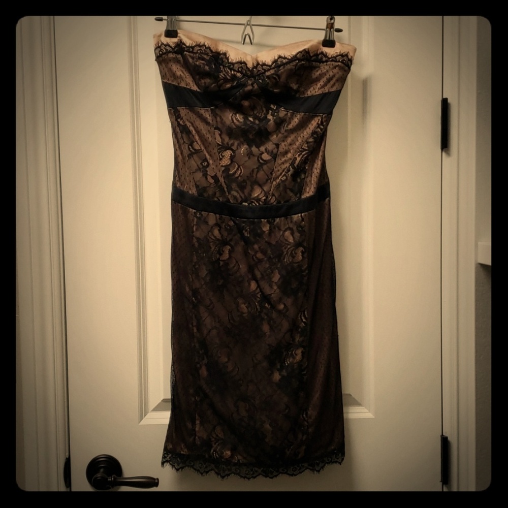 Bebe Lace Strapless Corset Dress